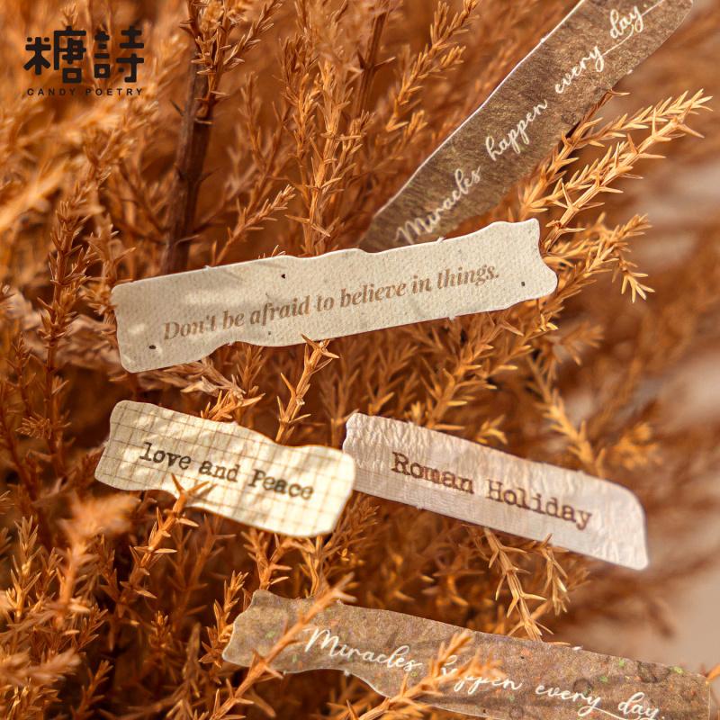50-Sheet English Note Collage Stickers, Vintage Typography & Mini Paper Scrap Designs, Self-Adhesive for Journal DIY