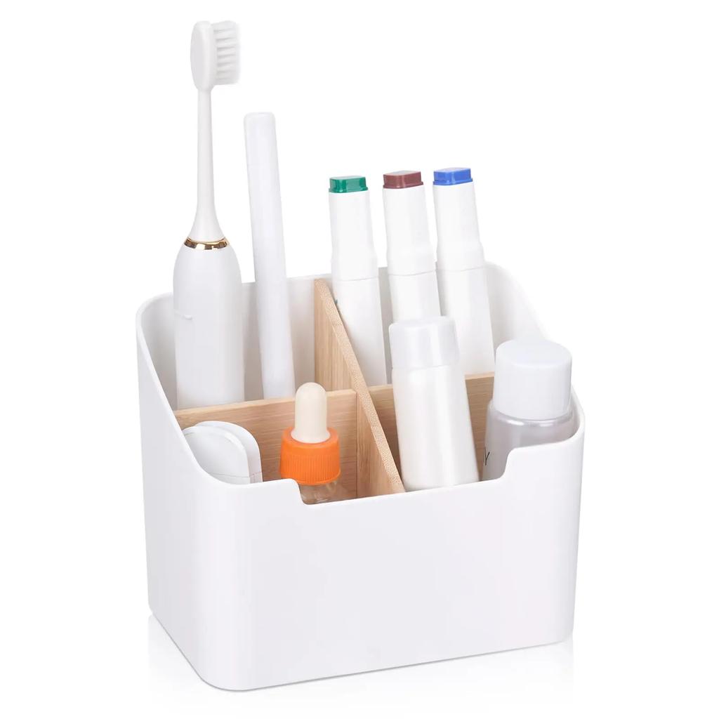 Toothbrush Holders for Bathrooms,Electric Toothbrush and Toothpaste Holder with Divider for Bathroom Countertop Organizer