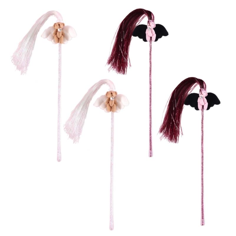 

Blingbling Tassels Cats Glinting Toy Cats Wand Toy Glinting Teaser with Cartoon Bear Rod for Indoor Felines Play 1