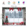 1pc Holiday Polyester Christmas Background with Snow Windows and Tree Design - Multi-purpose Holiday Decoration