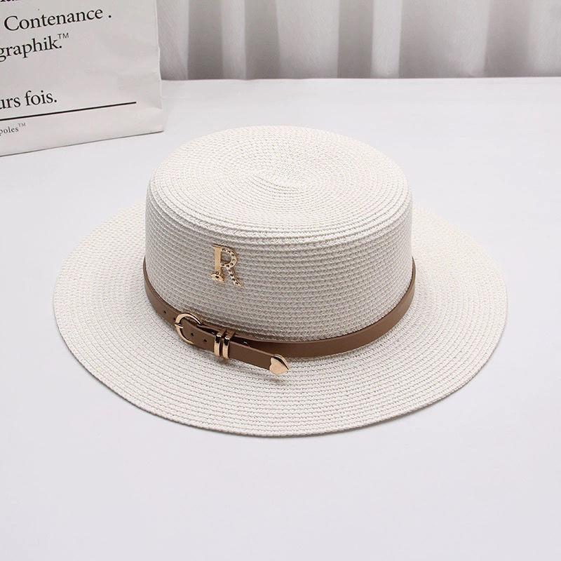 

Соломенная шляпа Французские летние каникулы Пляжная шляпа от солнца Ретро Пляжная шляпа с плоским верхом от солнца one size