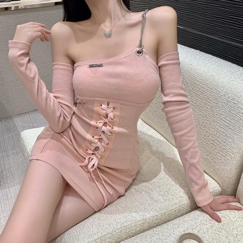 Women Off Shoulder Dress Sexy Bodycon Long Sleeve Night Out Dress