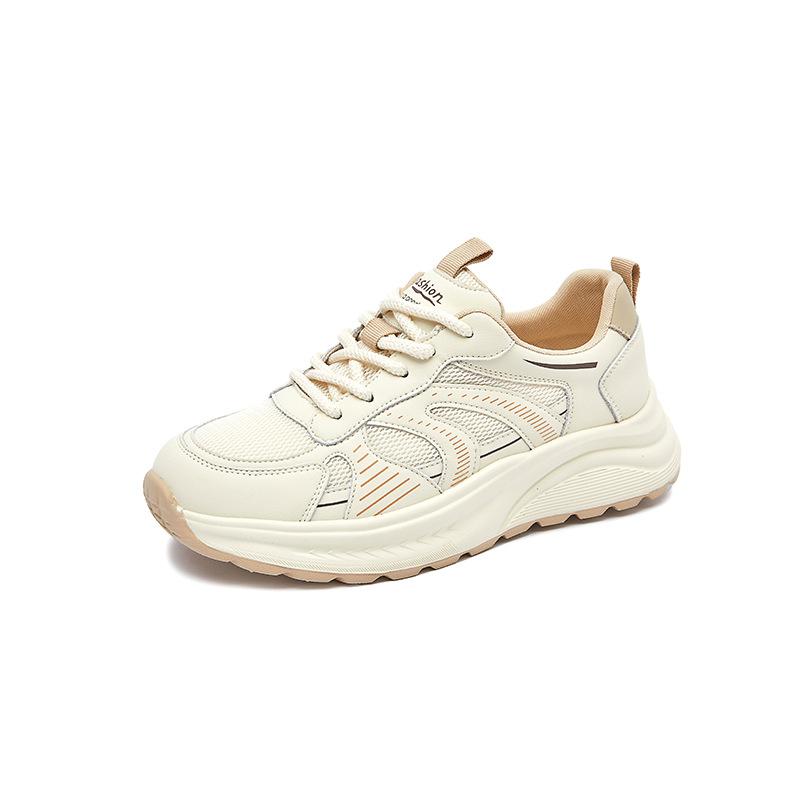 Foam Sole Leather Dad Shoes Women's 2025 Spring New Thick-soled Heightening Sports Shoes Casual Versatile Forrest Gump Shoes Women