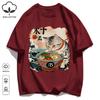 A Cat That Likes To Eat Noodles Print T Shirt Unisex Casual Loose Short Sleeve Summer Soft Clothing O-Neck Unisex Cotton Tee