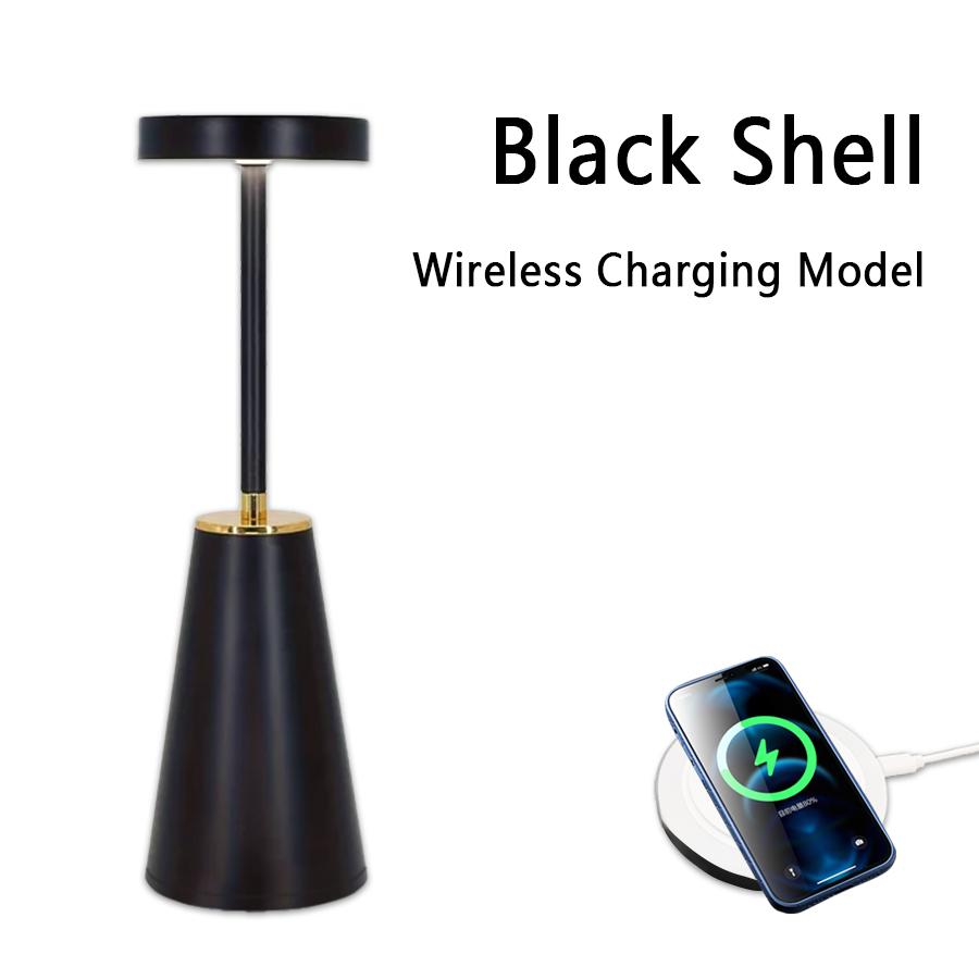 Rechargeable LED Desk Lamp Wireless Charging Metal Table Lamp Eye Protection Bedside Reading Light Home Office Bar Ambient Light