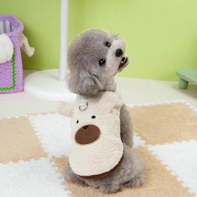 Puppy Outfit Bear Pattern Winter Puppy Clothes Sleeveless Thickened Dog Vest Comfortable Warm Pet Winter Coat Cold Weather