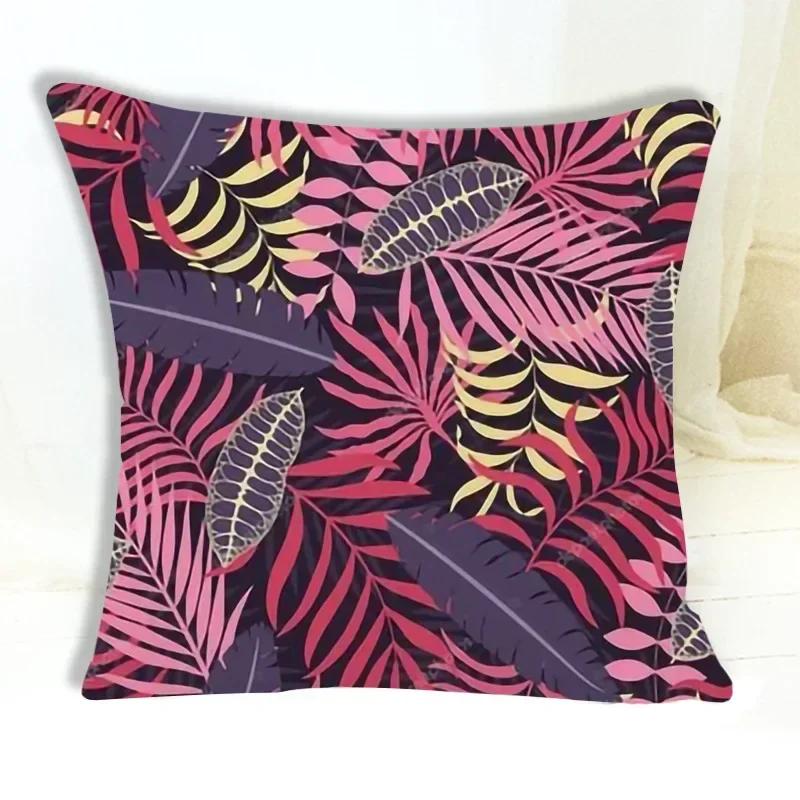 Tropical Plant Pattern Cushion Cover Abstract Leaf Pillowcase Living Room Bedroom Sofa Decorative Pillowcase 45*45Cm