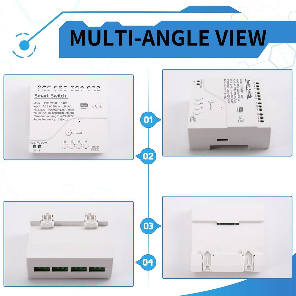 Tuya WiFi Smart Switch Temperature Sensor Monitor AC 85-250V Wireless Smart Switch for Home