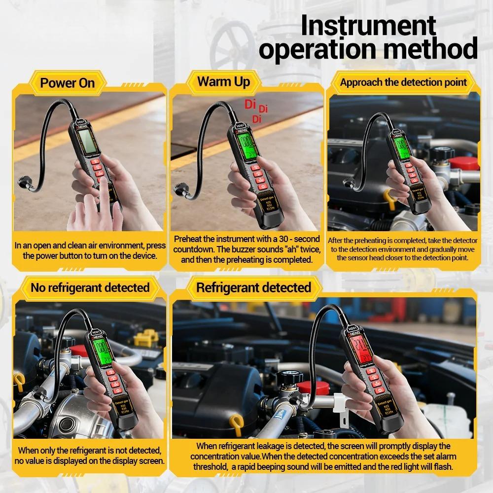 Professional Gas Leak Refrigerant Detector Automotive/ Air Conditioning Detection Audible Visual Ala Refrigerant Leak Detector for Freon Refrigerants