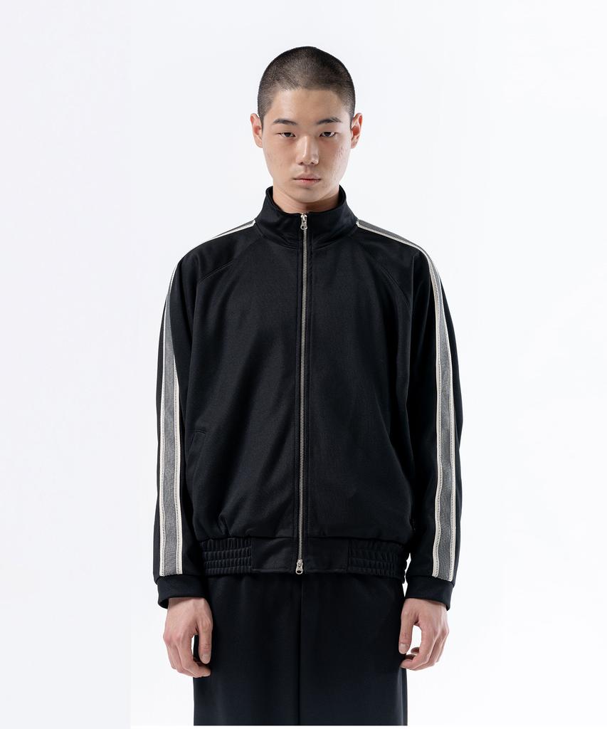 Duckdive Ring Tape Raglan Track Zip-Up Black