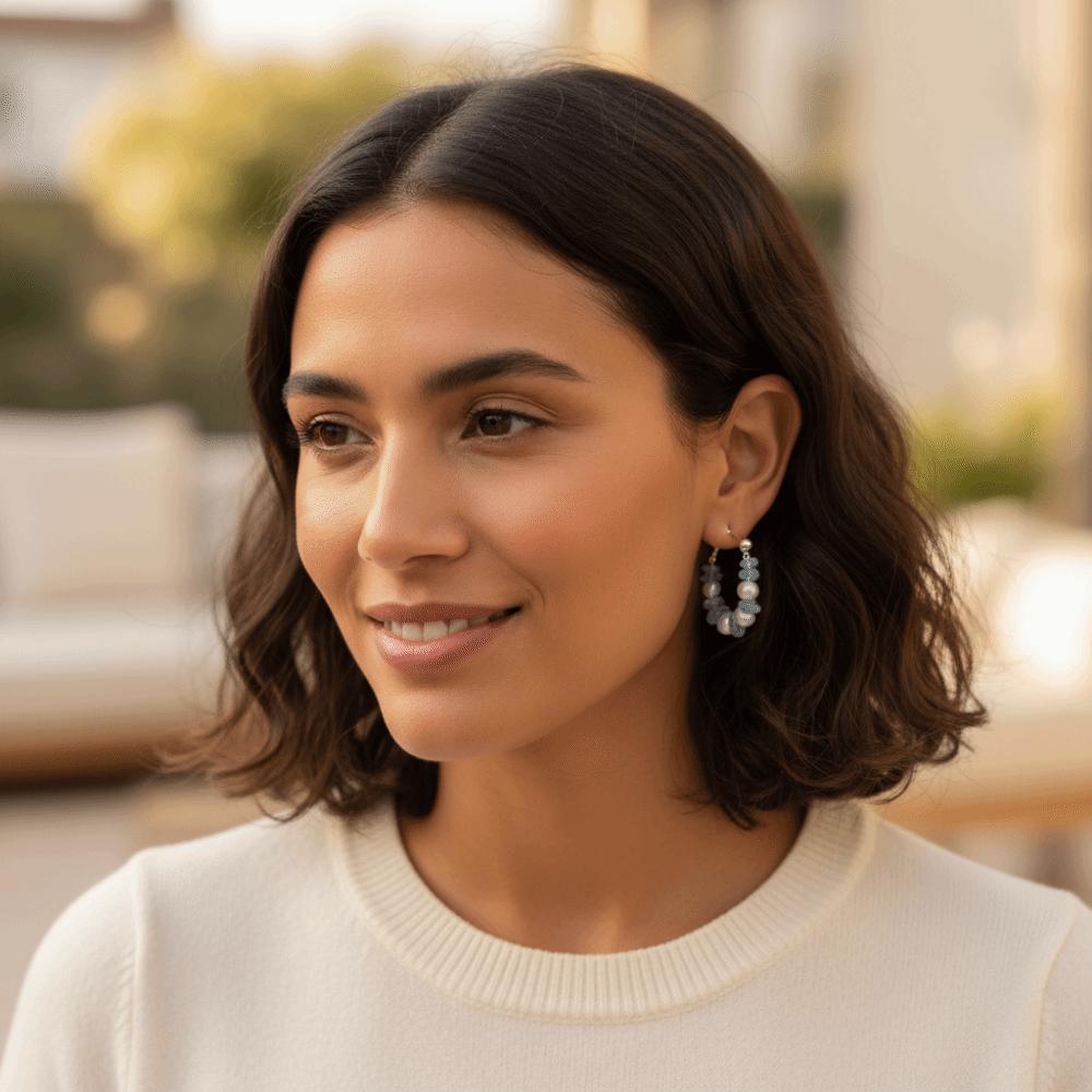 High-End Pearl Bracelet Colored Stone Women's Retro Earrings Beaded Jewelry  Ladies Pendant