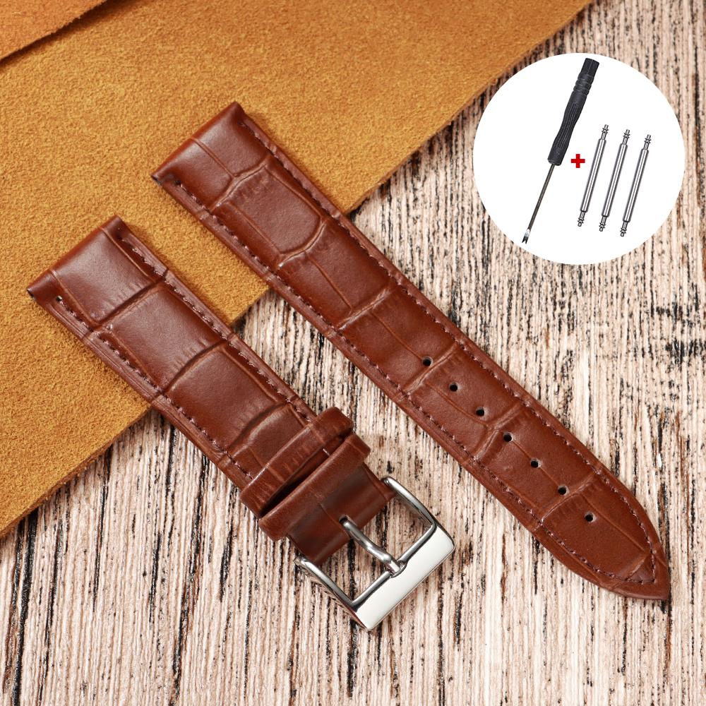 Genuine Leather Calfskin Strap 12mm 14mm 16mm 18mm 20mm 22mm 24mm Universal Men Women Watchband Slub Pattern Watch Accessories