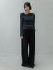 Memua Herringbone Maxi Wide Slacks (Black)