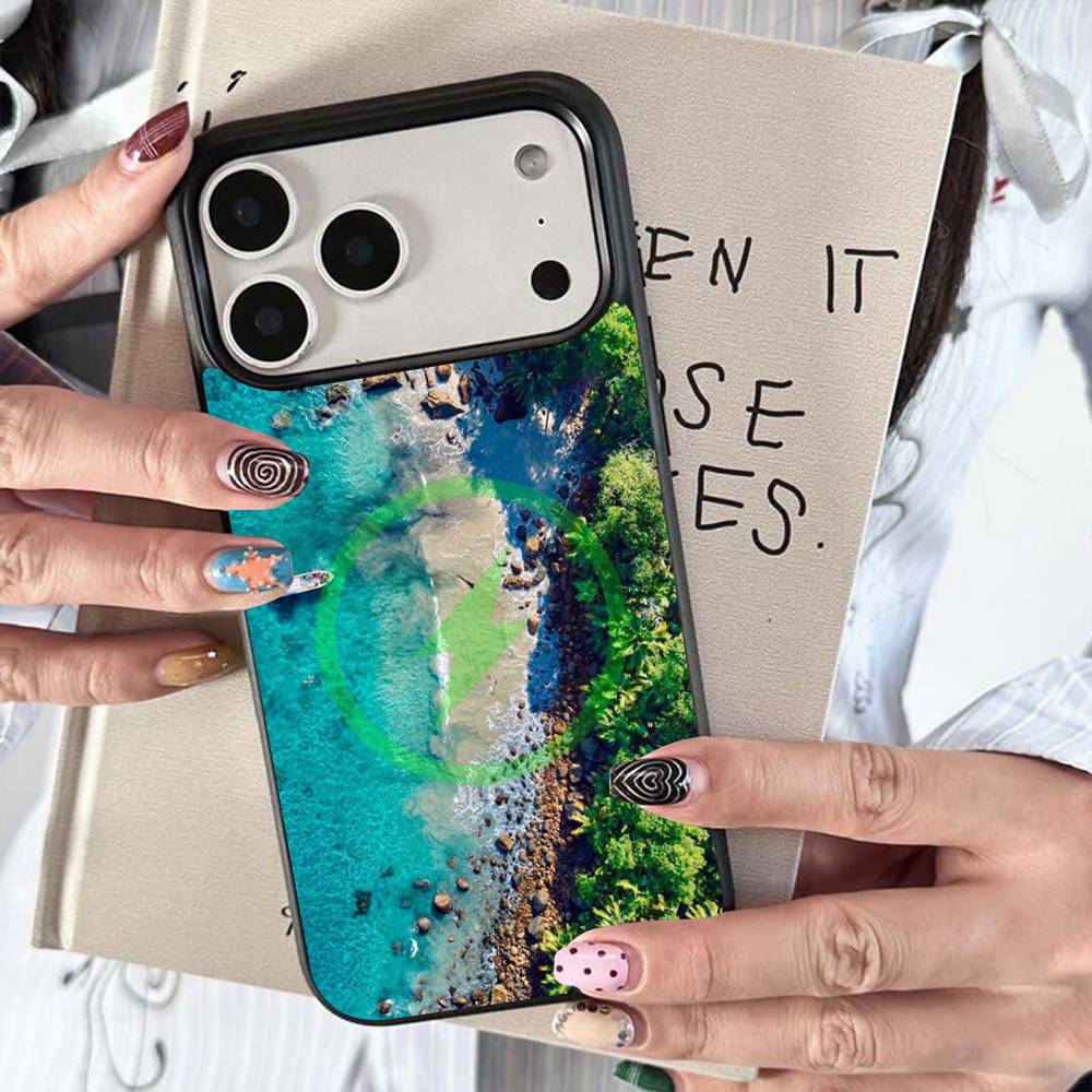Sea Blue Sky Beach For Magsafe Wireless Charge Case For iPhone 17 16 15 14 13 12 11 15 Pro Max Magnetic Cover