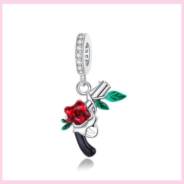 925 Silver Green Color Charms Temperament Cactus Avocado Charm Four Leaf Bead For Bracelet Jewelry Making