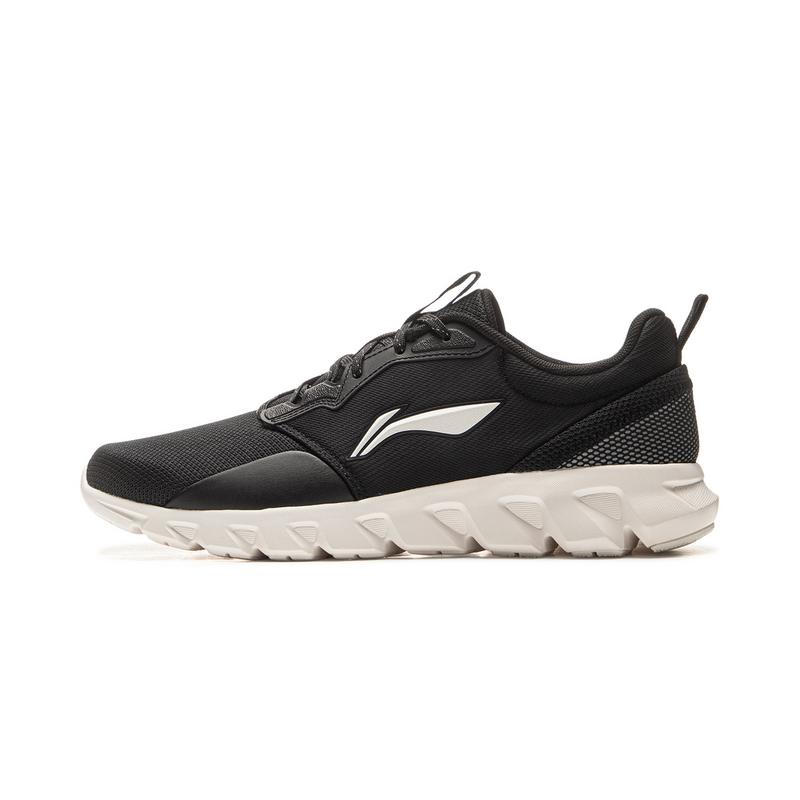 Li Ning Soft Comfortable Fashion Shock Absorbing Durable Low Top Casual Running Shoes Men sneaker Black Off-White ARSV077-1