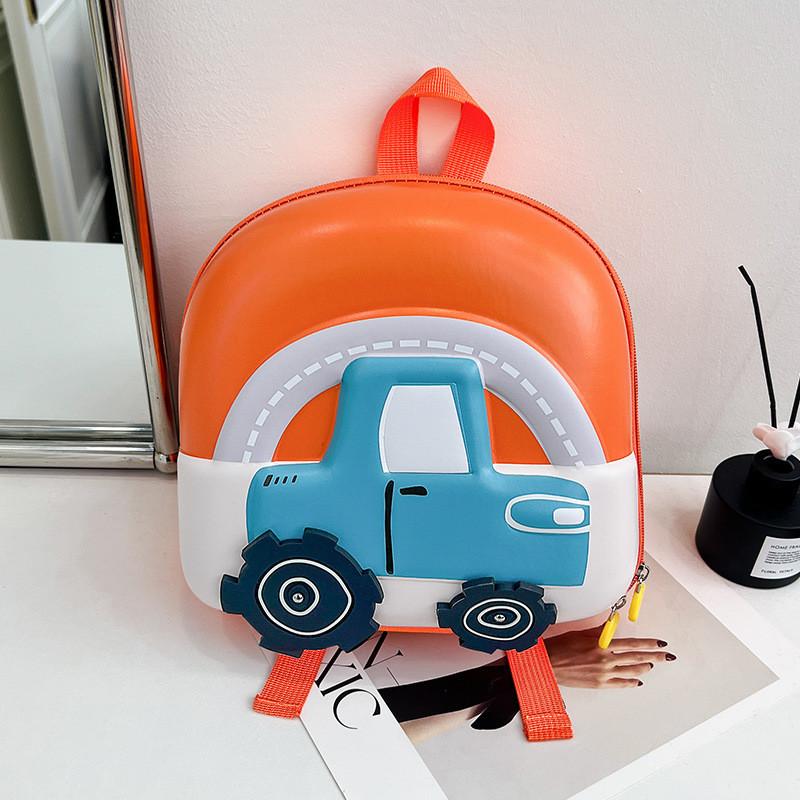 Cute Pvc Shell Backpack For Boys And Girls Featuring Fun Cartoon Car Design