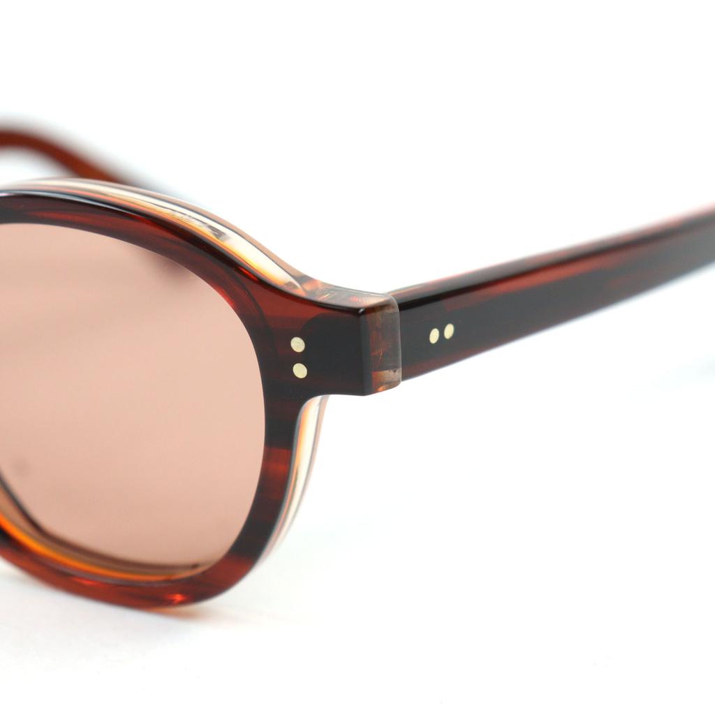 Excellent Lesca Lunetier Sunglasses BRUT PANTO 0.3"" Brown Acetate Mens Used
