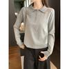 Autumn and Winter Casual Versatile Polo Collar Front Shoulder Loose Top Design Button Knitted Sweater Long Sleeve Women's Sweater
