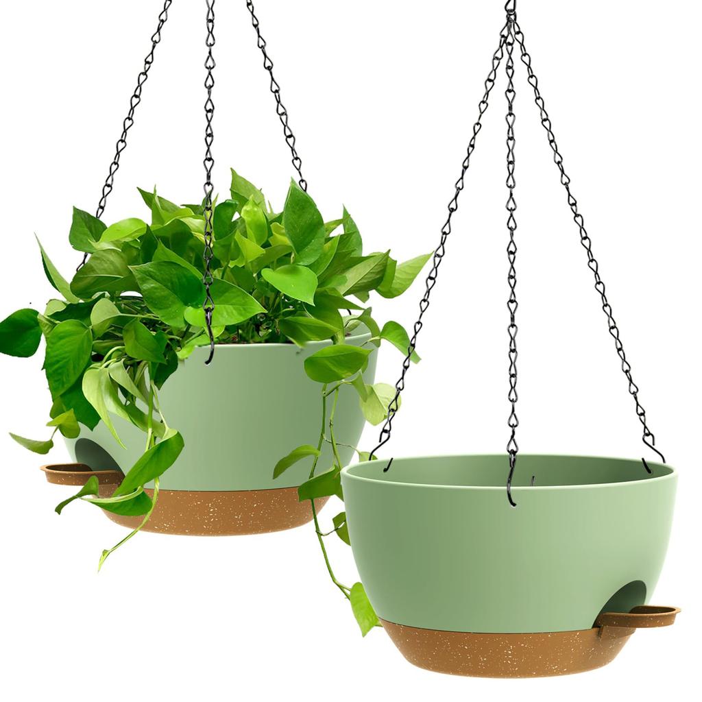 Pot de fleurs suspendu auto-arrosant en plastique avec suspension à chaîne, adapté à une utilisation intérieure et extérieure, avec système de réservoir d'eau