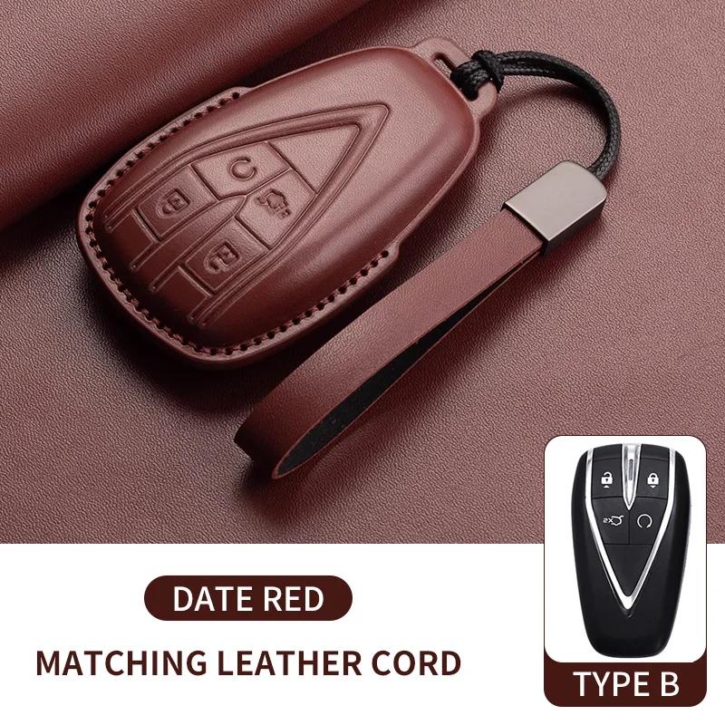 Leather Car Key Case Cover Holder Keychain Shell for Changan CS35 Plus CS55 Plus CS75 Plus Eado UNI T UNI K Oushang X5 X7 EV