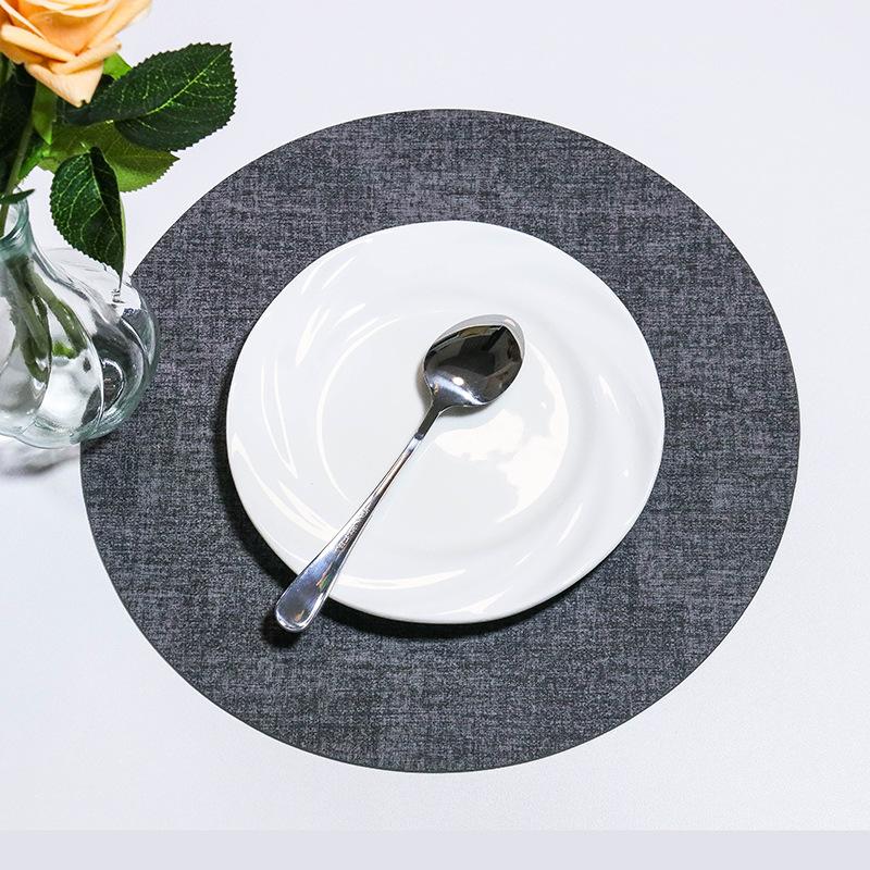 Round PU Leather Placemats Dual-Sided Non-Slip Heat-Resistant Table Mats Home Hotels Dining