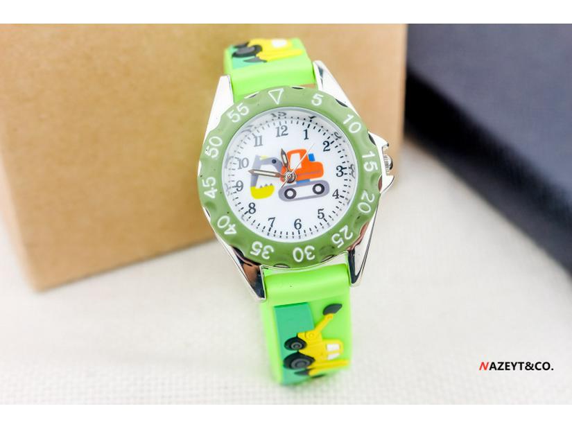 3D Cartoon Excavator Quartz Digital Watch for Kids