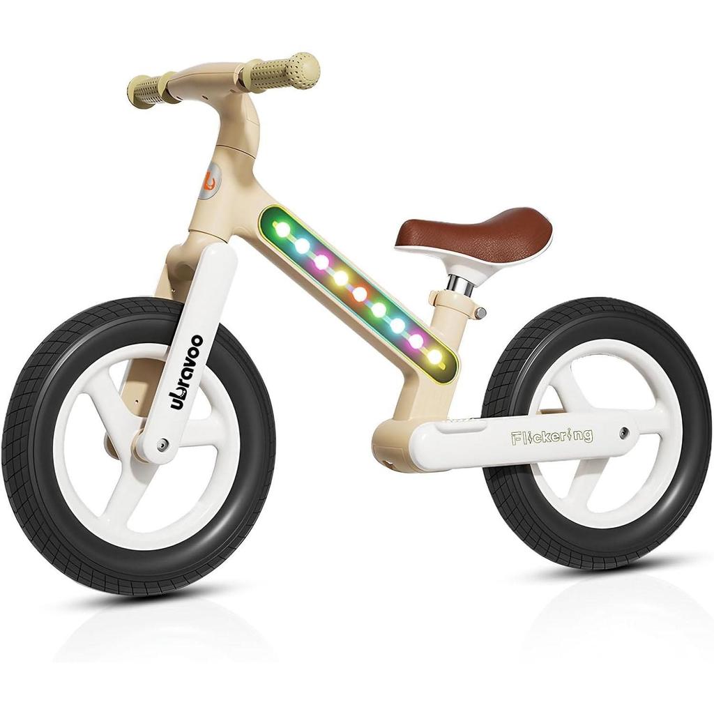 Ubravoo Rower dziecięcy Fit in Joy, 30CM/12 cali, lekki, nylonowy rower dziecięcy z ramą oświetleniową LED, rower treningowy bez pedałów dla dzieci w wieku od 3 do 7 lat