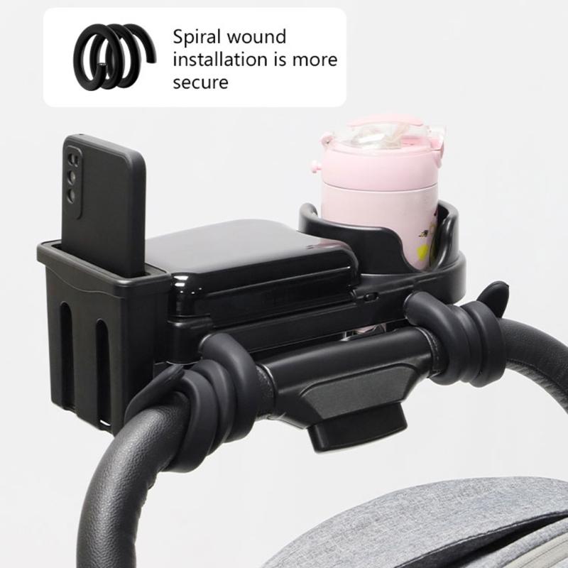 Baby Strollers Snacks Tray with Cup Holder, Food Tray with Lid Multifunctional Organiser Removable Phone Storage Slot