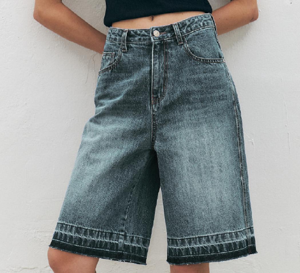 Women S Vintage Loose High Waist Casual Denim Capris S синий