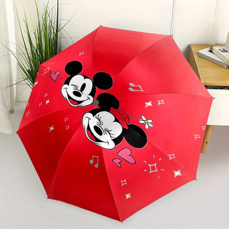 

Mickey Mouse,Minnie Mouse Automatic Folding Umbrella - Simple 8-Rib Design, Bright Cartoon Pattern, Durable Iron Frame, Suitable For Travel,