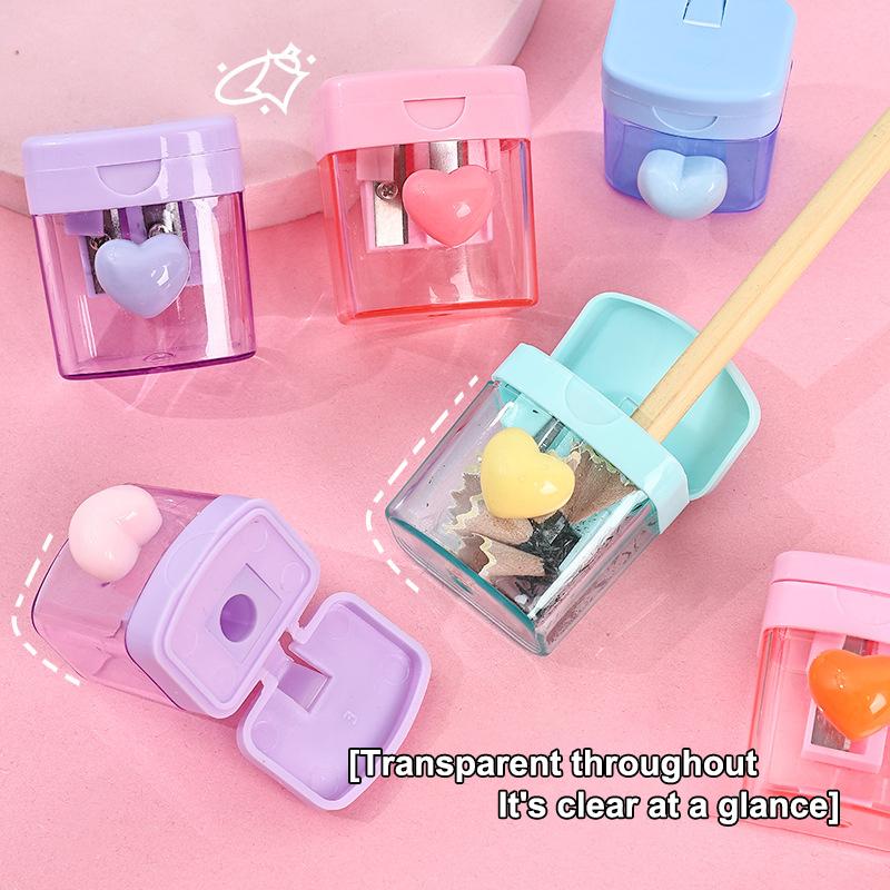 2Pcs Cartoon Pencil Sharpener Single/Double Hole Pencil Cutter Tool Student Stationery Simple School Office Supplies