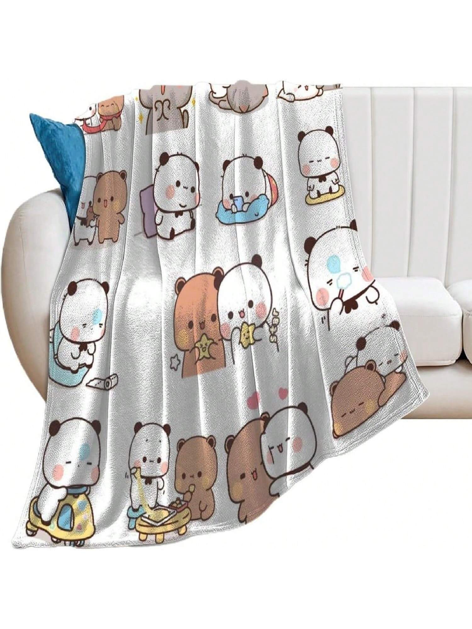 

Cute Bear Panda Bubu And Dudu-1 New Flannel Plush Throw Sofa Blankets Bed Fit Couch Living Room Blanket 50x60 Inch 75X95CM