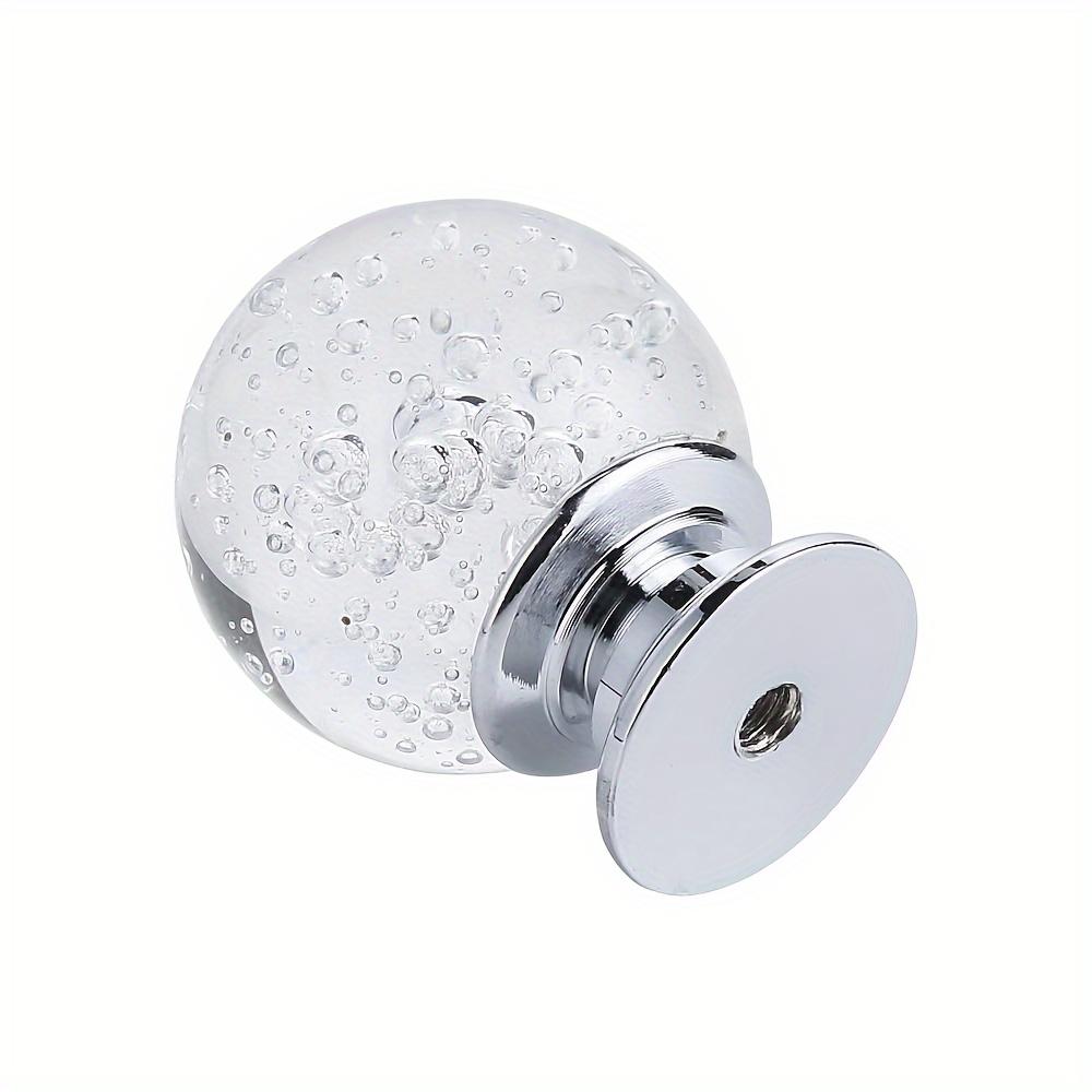 6/18 Pcs Crystal Cabinet Knobs Round Glass Bubble Drawer Pulls Smooth Knobs for Home Cabinets Dressers with Screws 25mm Clear