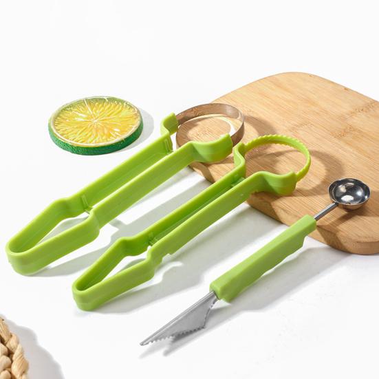 3-in-1 Fruit Ball Scooper Melon Baller Scoop Pulp Separator Stainless Steel Fruit Carving Tools for Cantaloupe Watermelon