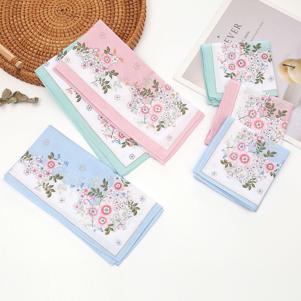 43cm Premium Cotton Floral Handkerchief: Sweat-Absorbing Gift for Moms & Teachers