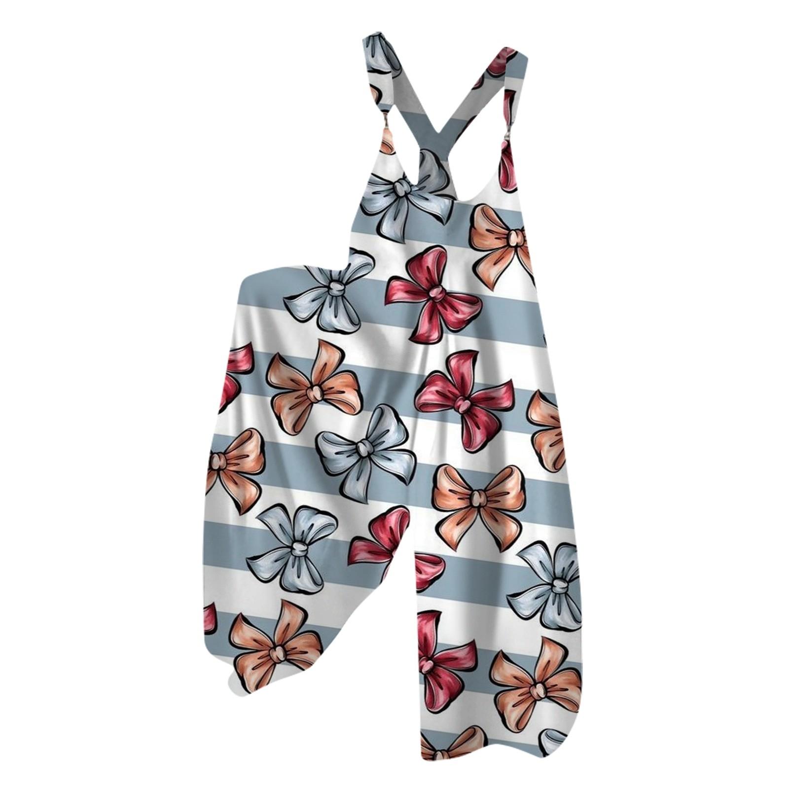 

Женский летний комбинезон с рождественским принтом в винтажном стиле (Нерегулируемые ремни) XL