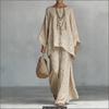 European and American lazy style two-piece set, loose bat-sleeved top + drape wide-leg pants casual suit for women