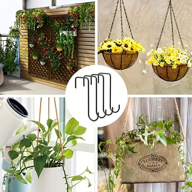2Pcs Fence Hooks, Patio Brown Powder Coated Steel Fence Hangers for Hanging Plants, Planters, Bird Feeders, Lights
