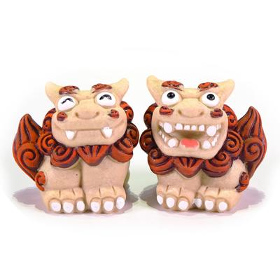 Kubakasaya Lew Stróż Szczęśliwy Amulet na Wejście, Para, Okinawa, Ryukyu, Pamiątka z Okinawy, Zamówienie Pocztowe, Kafuu Shisa