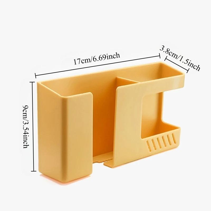 Wall Mounted Organizer Remote Control Storage Box 2 In 1 Punch Free Mobile Phone Plug Wall Holder Charging Multifunction Hook