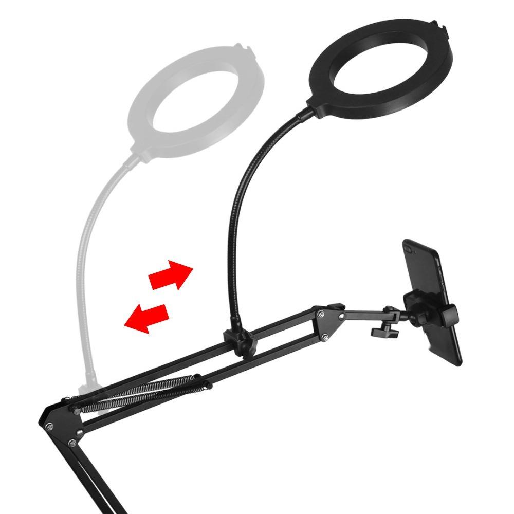 With Fill Light Telescopic Phone Stand Stable Clamp Type Phone Holder  Phone Accessories