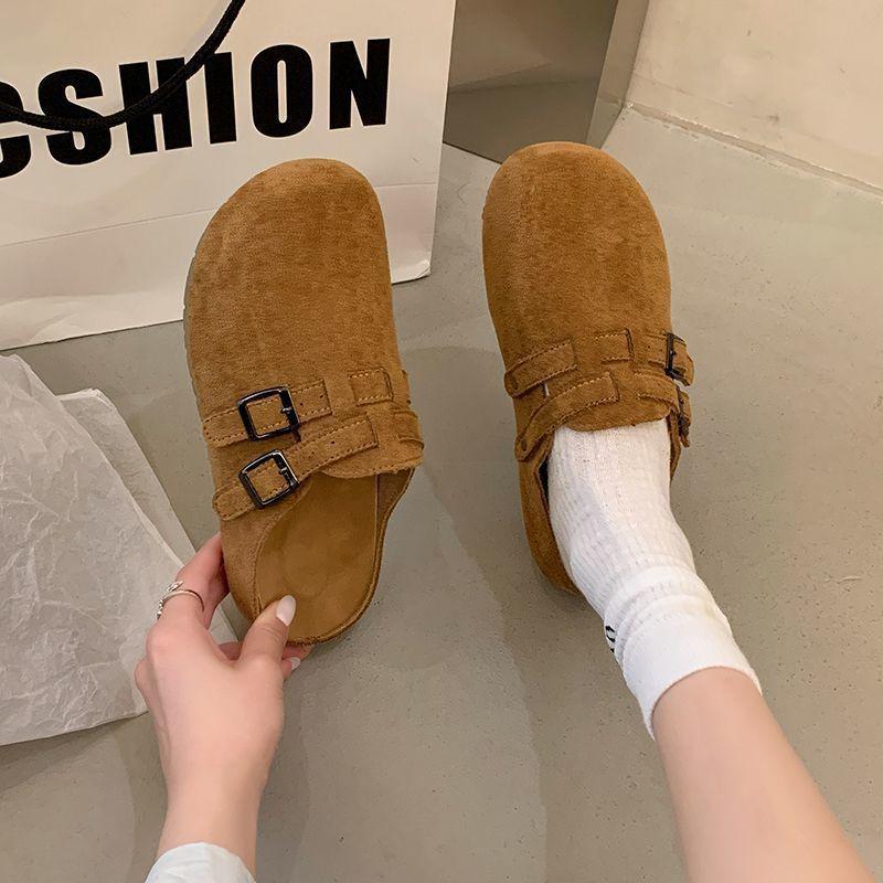 One-pedal German Training Shoes Non-slip Birkenmuller Single Shoes Flat-bottomed Bag Head Half Slippers Women's Wear 2025 Spring and Autumn New Models