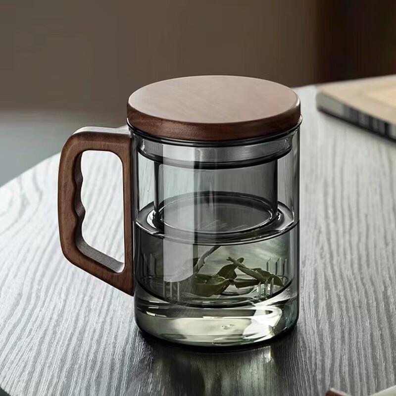 ZISIZ Translucent Black Tea Water Separation Glass Cup
