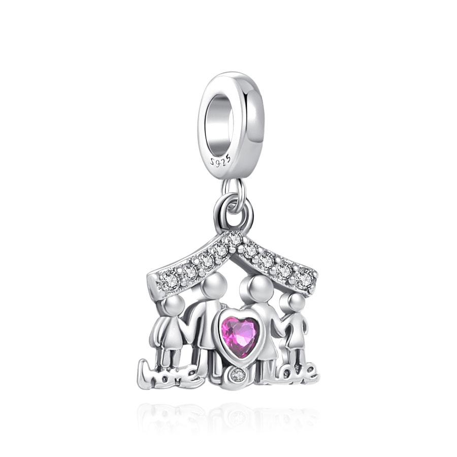European 925 Silver Black Key Flower Pendant Fit Original Diy Bead Charm Armbånd Halskjede Trinket Smykker 925 Silver