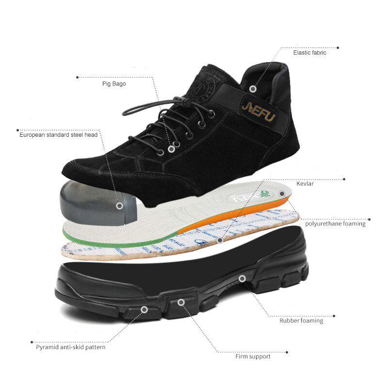 Hombres acero puntera tapa protector zapatos de seguridad de cerdo piel  alta top transpirable al aire libre zapatillas de deporte pinchado prueba  de trabajo botines para los hombres comprar a buen precio —