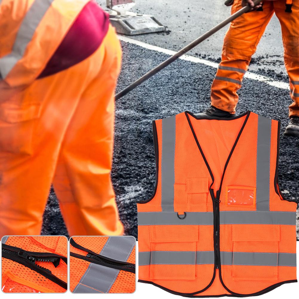 High Visibility Safety Sport Breathable Vest with Mesh Night Security Reflective Waistcoat OrangeOrange