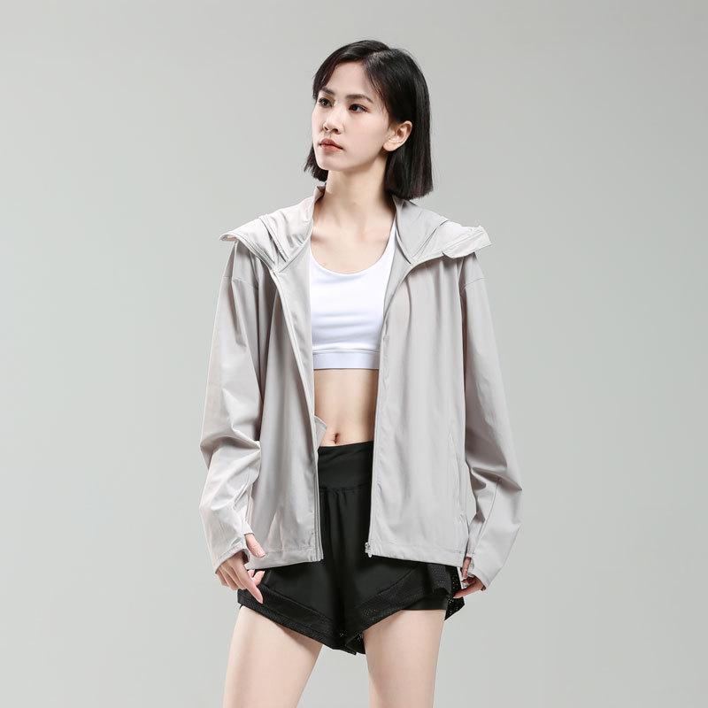 Women's Anti-UV Ice Silk Hooded Windbreaker - Breathable, Elastic, and Sun-Protective Summer Jacket for Climbing