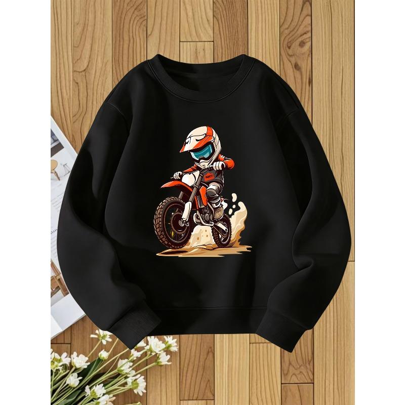 European sizes Kids Round Neck Hoodie Fashion Print Versatile Top 110