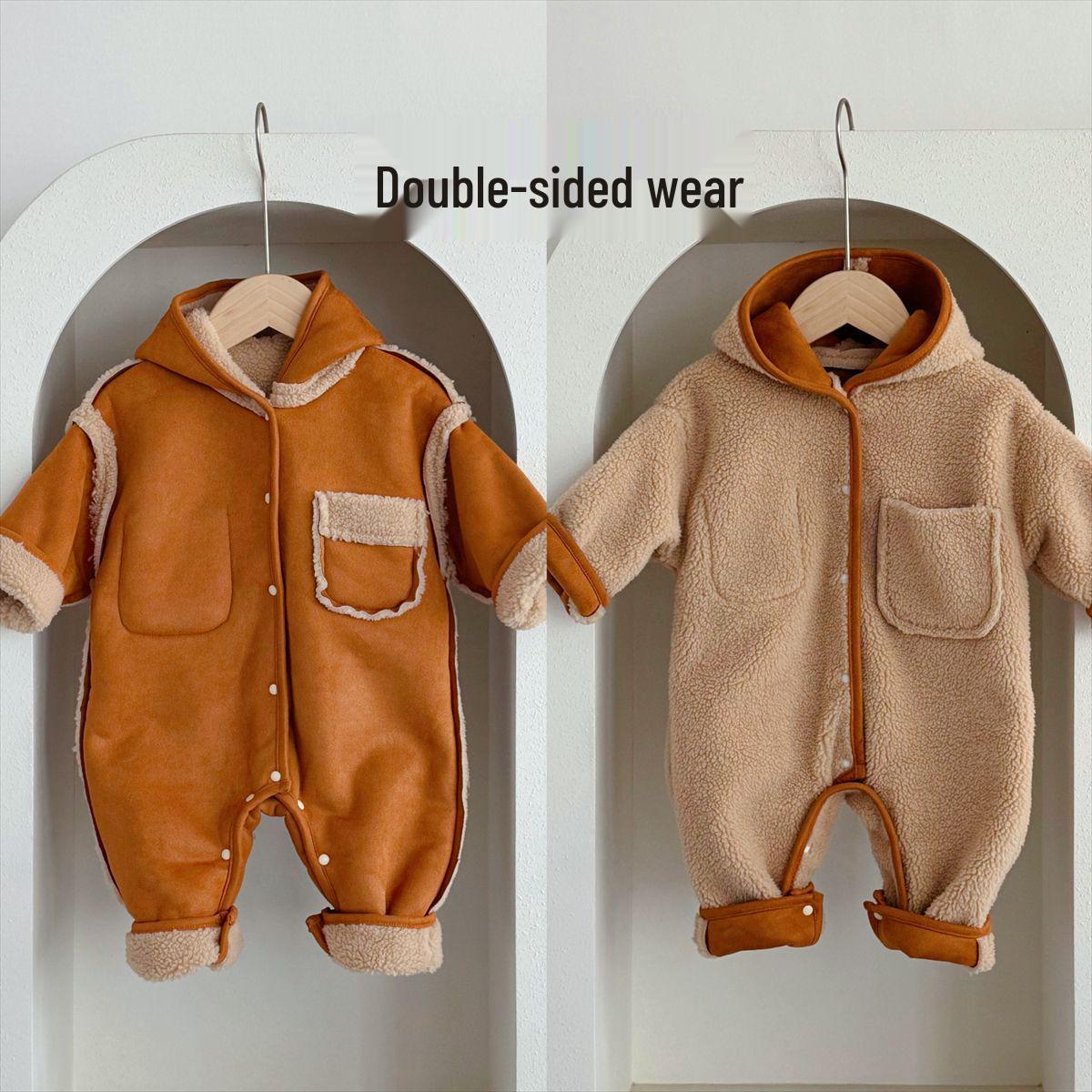 

Двусторонние теплые осенне-зимние детские ромперы для модных малышей 0-2 лет - Уютная верхняя одежда для мальчиков и девочек 66